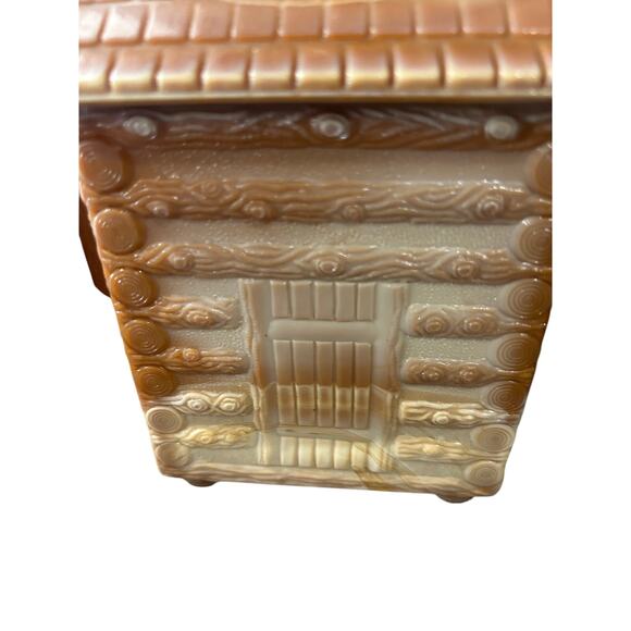 Mosser Glass Log Cabin Creamer Sugar Vintage Chocolate Slag Glass Caramel 1970s - Picture 5 of 9